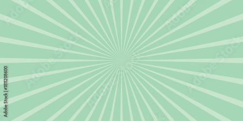 Mint green background with radiating light rays emanating from the center, creating a classic sunburst or starburst effect for retro or energetic designs