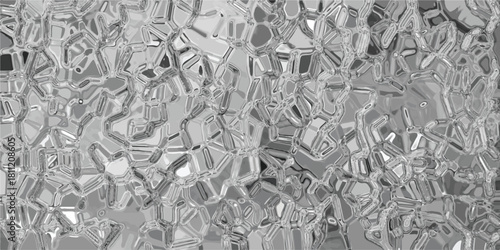 Detailed grayscale abstract background with a complex, crystalline or cellular structure, featuring intricate interconnected lines and varied shades of gray, creating a metallic or futuristic