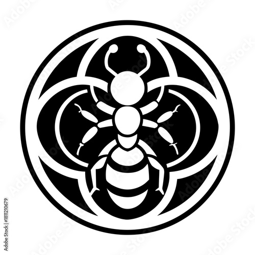 A solid style icon showing an insect logo