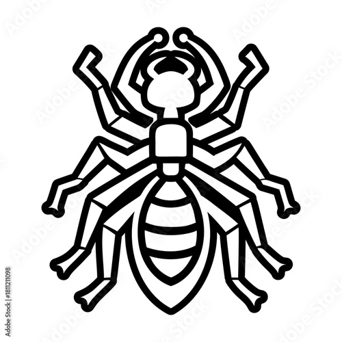 A solid style icon showing an ant symbol