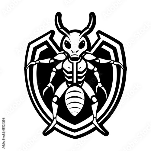 A solid style icon showing an ant symbol