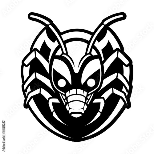 Filled style icon depicting an ant creature