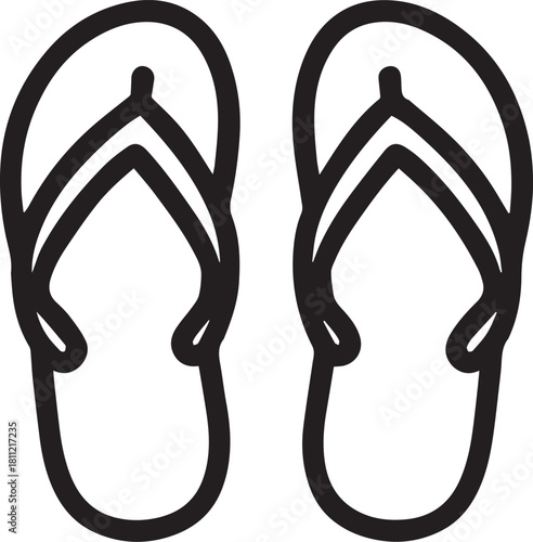 Simple flip-flops, embodying the essence of summer relaxation, the outline design.