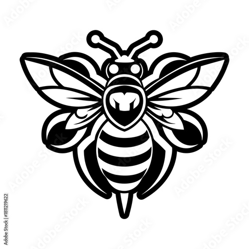 Filled style icon depicting a honeybee logo