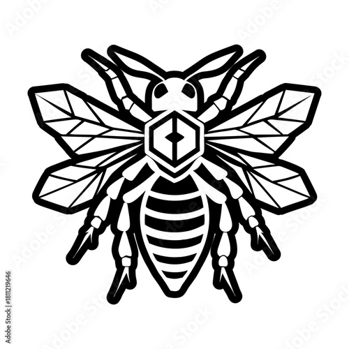 Glyph style icon representing a bee logo
