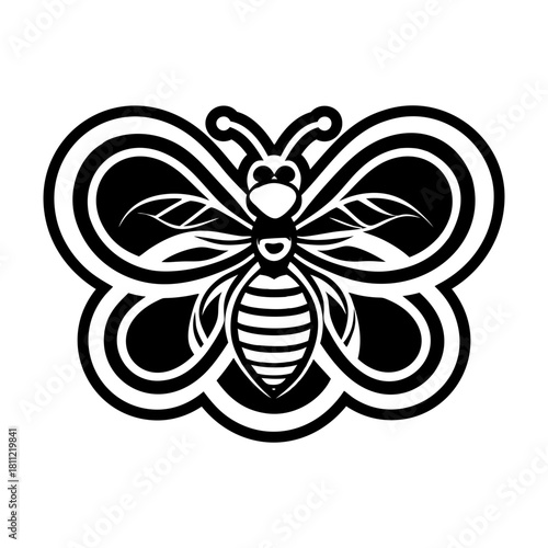 Glyph style icon representing a bee logo
