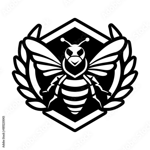 A solid style icon showing a bee symbol