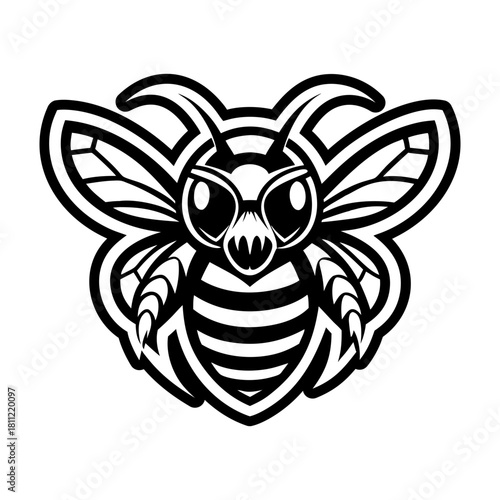 Filled style icon depicting a honeybee logo