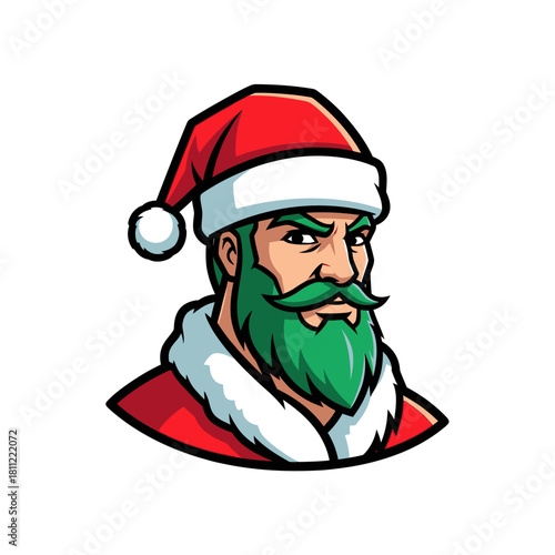 Festive bearded figure with holiday spirit in a stylized cartoon rendition