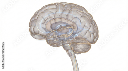 脳の断面と神経ネットワーク