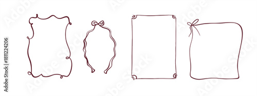 A set of 4 cute handmade frames. Perfect for holidays, birthdays, weddings, and other special occasions. Digital illustration. Vector.