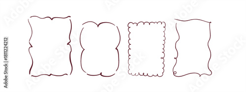 A set of 4 cute handmade frames. Perfect for holidays, birthdays, weddings, and other special occasions. Digital illustration. Vector.