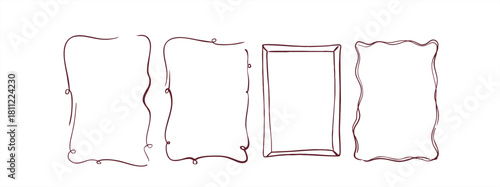 A set of 4 cute handmade frames. Perfect for holidays, birthdays, weddings, and other special occasions. Digital illustration. Vector.