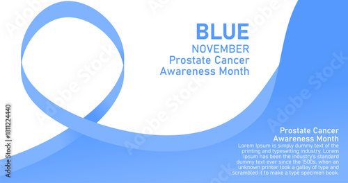 Medical Banner with blue ribbon for Prostate Cancer Awareness Month
