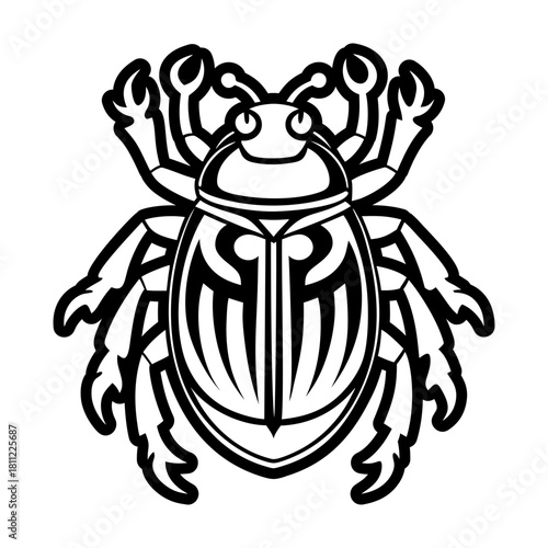 A solid style icon showing a beetle
