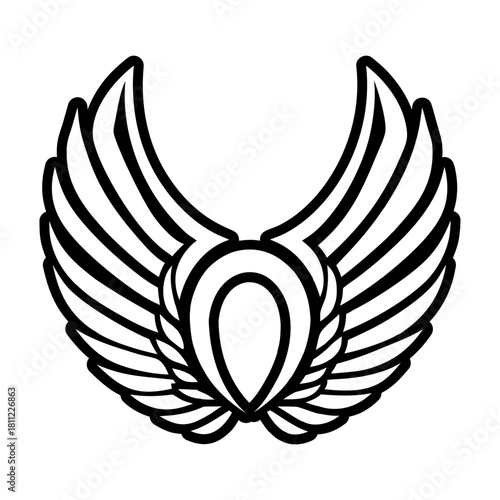 Filled style icon depicting a feather logo