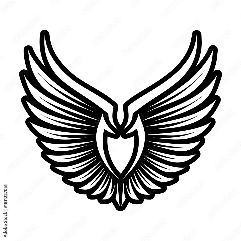 Fototapeta premium A solid style icon showing a wings logo