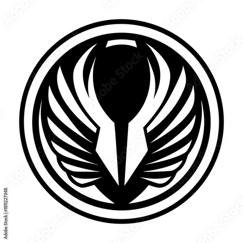 A solid style icon showing a bird feather