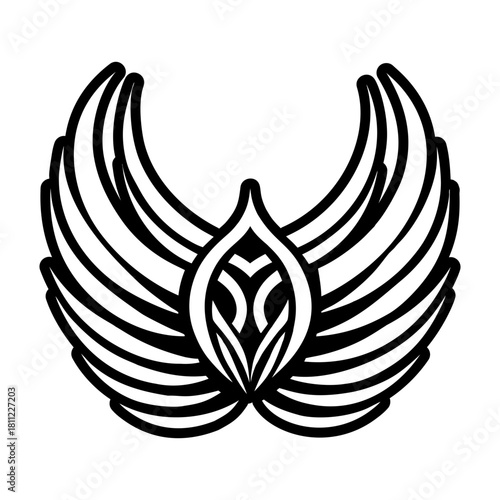 Filled style icon depicting a feather symbol