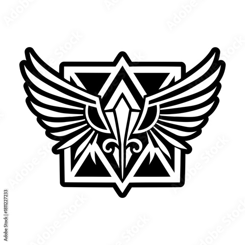 Filled style icon depicting a plumage symbol