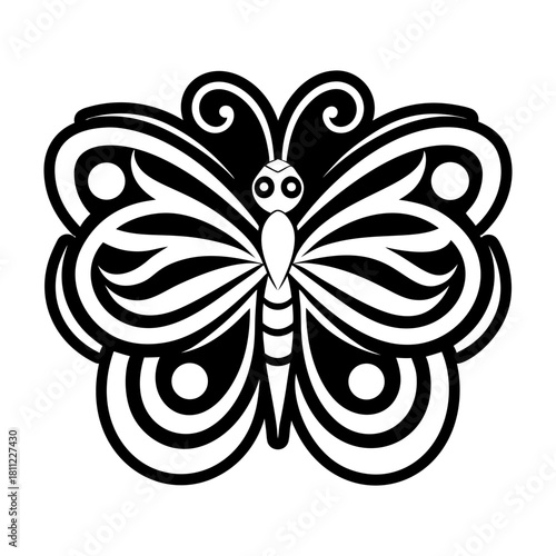 A glyph style icon of a butterfly