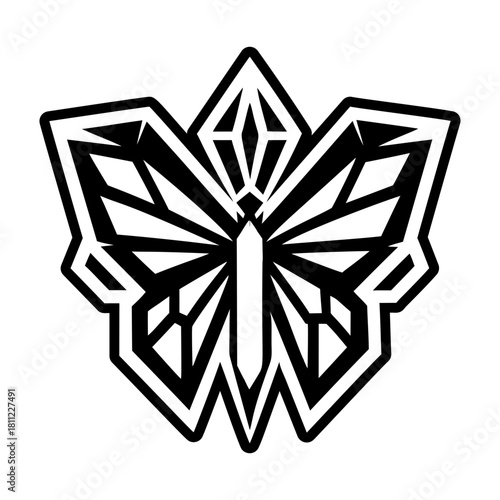 A solid style icon showing butterfly wings