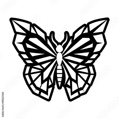 Filled style icon showing a butterfly logo