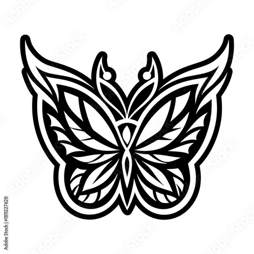 A solid style icon showing butterfly wings