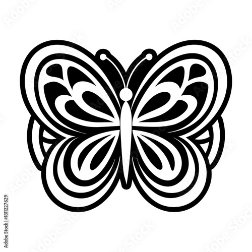 Glyph style icon showing a butterfly symbol