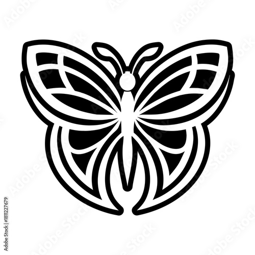 Glyph style icon showing fritillary symbol