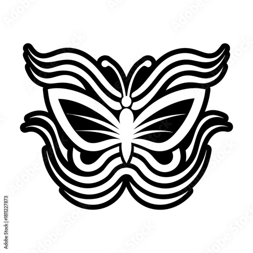 A solid style icon showing butterfly wings