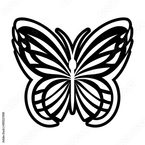 Filled style icon showing a papillon symbol