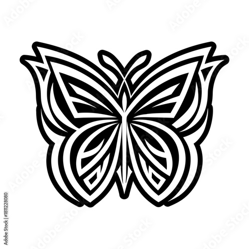 Filled style icon showing a butterfly logo
