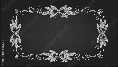 Chalkboard Style Festive Frame with Stars and Ribbons