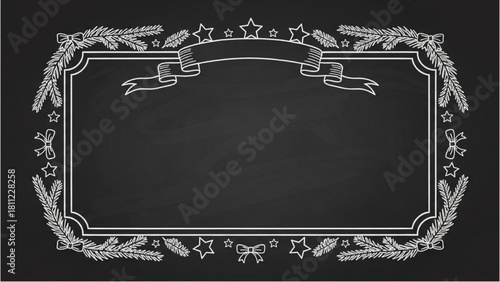 Chalkboard Frame with Festive Decorations Perfect for Christmas or Holiday Messages