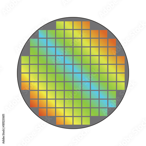 虹色に反射するシリコンウエハーのイラスト