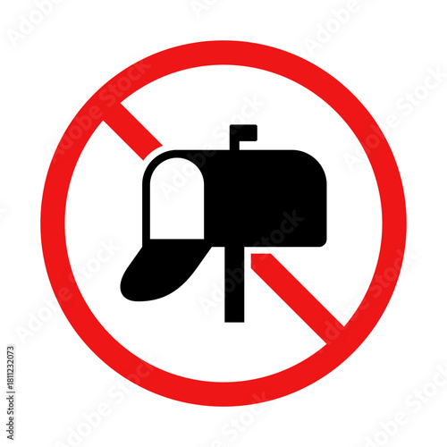 No Mailbox Sign on White Background