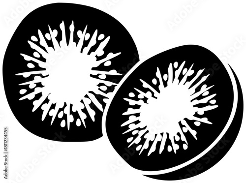 fresh illustration green silhouette fruit logo kiwifruit icon nature outline kiwi healthy food plant ripe actinidia tree organic leaf shape for vector graphic background