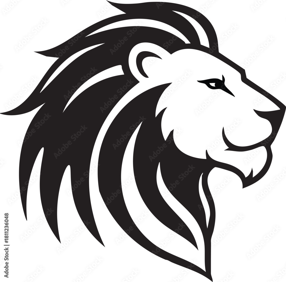 Fototapeta premium Majestic Lion Head Silhouette Logo – Bold King of Jungle Vector Art