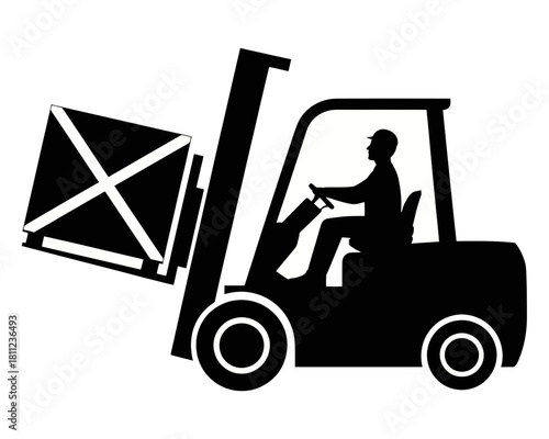 Forklift truck lifting box vector image industrial equipment machine warehouse cargo transport vehicle 100
