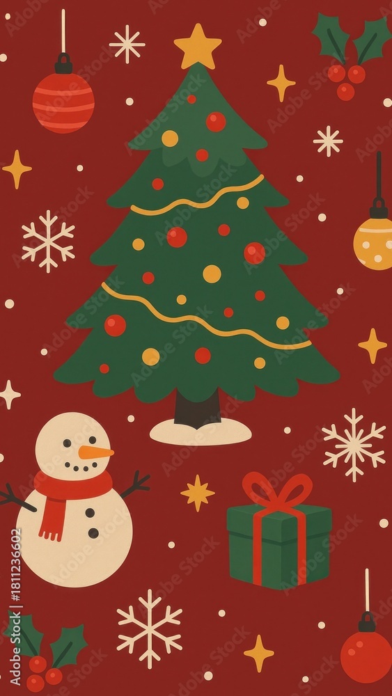 Naklejka premium Festive holiday-themed mobile wallpaper
