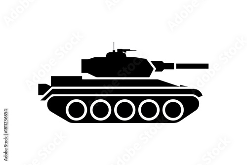 Silhouette tank military vehicle army war machine armored warfare combat battle heavy equipment weapon icon vector