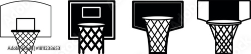 Set of Basketball hoop silhouette vector illustration isolated On Transparent Background