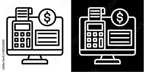 Pos Terminal  Icon Set White Style Collection
