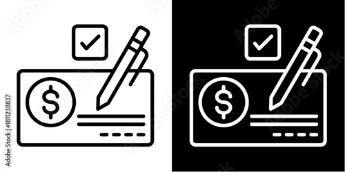 Check Payment  Icon Set White Style Collection
