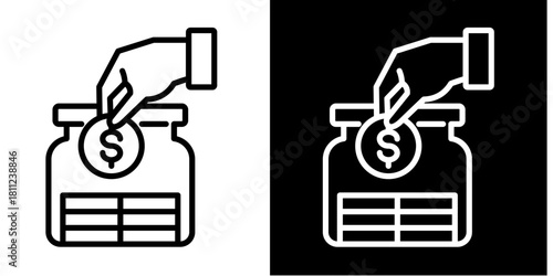 Money Deposit  Icon Set White Style Collection
