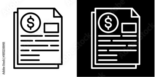 Financial Document  Icon Set White Style Collection
