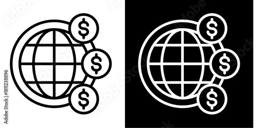 Global Currency  Icon Set White Style Collection
