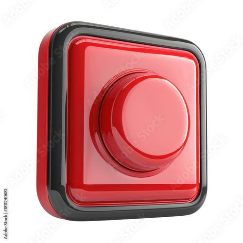 Shiny Red Button Knob Device Technology Interface Glossy Icon Design Innovation Start Activate