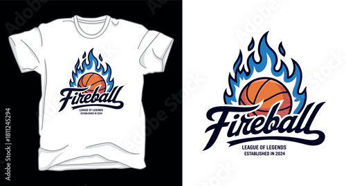 Fireball basketball graphic vector art t-shirt design print